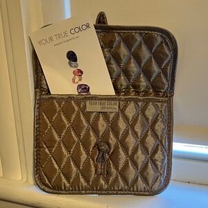 Brighton Quilted Metallic Pouch in Bronze-Silver